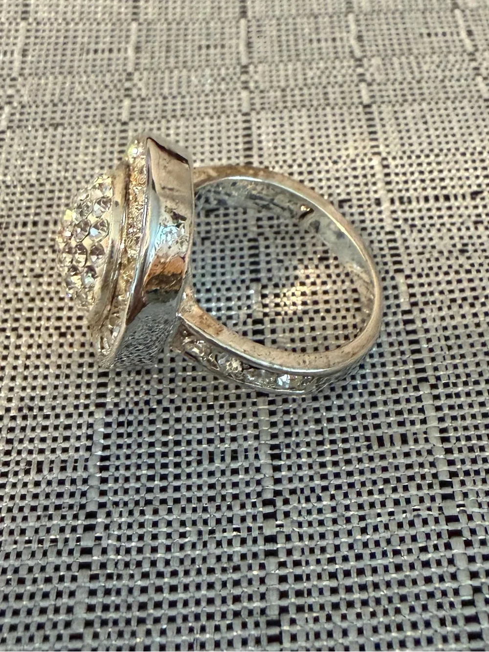 Silver-Tone Crystal Cluster Cocktail Ring - Clear